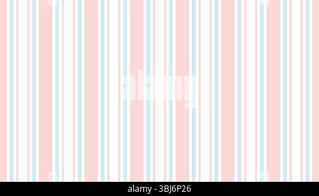 Seamless pattern with pink and blue vertical stripe in cottagecore style on white background. Soft and vintage-inspired design perfect for fabric, wra Stock Vector