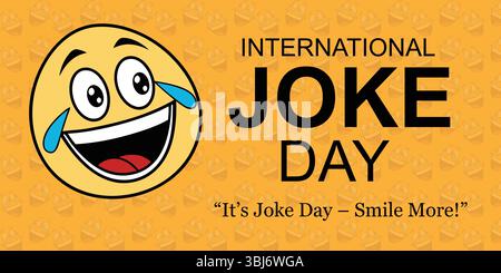 International Joke Day Card with Laughing Face Stock Vector