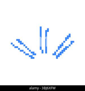 Mosaic pixel art blue arrows pointing down in retro style with simple design Stock Vector