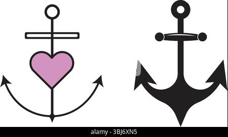 Anchor Vector Illustration -Heart-Themed-Unique Nautical Design Stock Vector