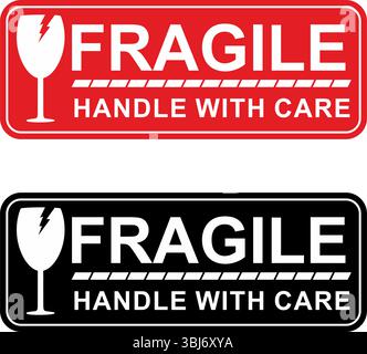Fragile Handle With Care Label Sticker Vector for Packaging and Shipping Stock Vector