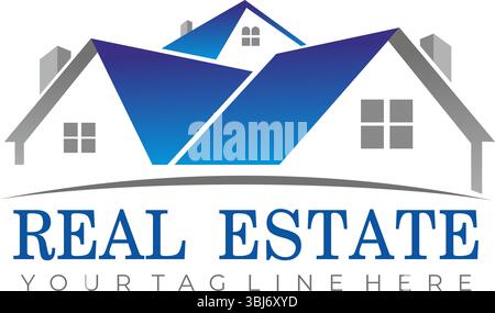Real estate vector logo design, Real estate logo, building logo design, Property logo, Home logo sign, House logo Stock Vector