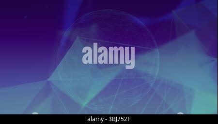Rotating mesh sphere floating in digital space highlighting dotted network lines and glowing facets Stock Photo
