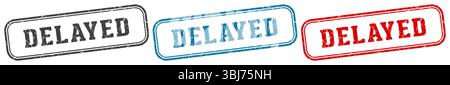 delayed stamp. delayed  stamp set on white background Stock Vector