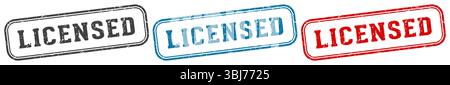 licensed stamp. licensed  stamp set on white background Stock Vector