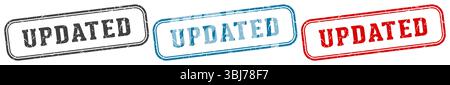 updated stamp. updated  stamp set on white background Stock Vector