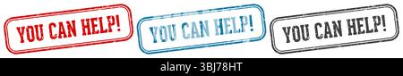 you can help stamp. you can help  stamp set on white background Stock Vector