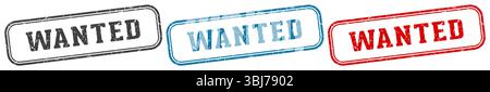 wanted stamp. wanted  stamp set on white background Stock Vector