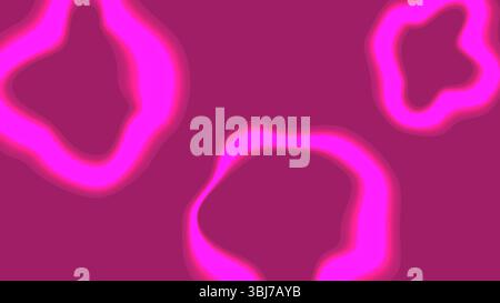 Vivid pink glowing blobs with soft edges on dark magenta background showcasing abstract fluid form and modern graphic style Stock Vector