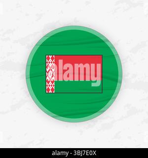 Belarusian Flag in a Circular Emblem Design, Abstract Round Sticker Illustration. This high-quality vector graphic is perfect for use in patriotic des Stock Vector