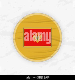 Montenegrin Flag in a Circular Emblem Design, Abstract Round Sticker Illustration. This high-quality vector graphic is perfect for use in patriotic de Stock Vector