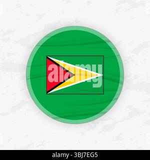 Guyanese Flag in a Circular Emblem Design, Abstract Round Sticker Illustration. This high-quality vector graphic is perfect for use in patriotic desig Stock Vector