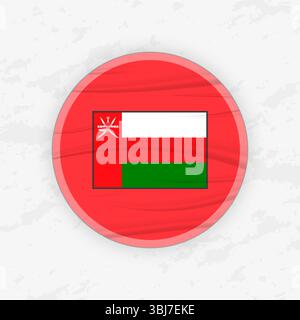 Omani Flag in a Circular Emblem Design, Abstract Round Sticker Illustration. This high-quality vector graphic is perfect for use in patriotic designs, Stock Vector