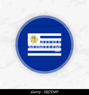Uruguayan Flag in a Circular Emblem Design, Abstract Round Sticker Illustration. This high-quality vector graphic is perfect for use in patriotic desi Stock Vector