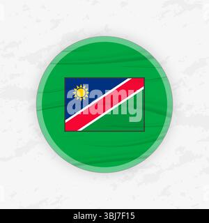 Namibian Flag in a Circular Emblem Design, Abstract Round Sticker Illustration. This high-quality vector graphic is perfect for use in patriotic desig Stock Vector
