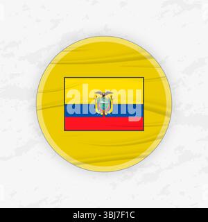 Ecuadorian Flag in a Circular Emblem Design, Abstract Round Sticker Illustration. This high-quality vector graphic is perfect for use in patriotic des Stock Vector