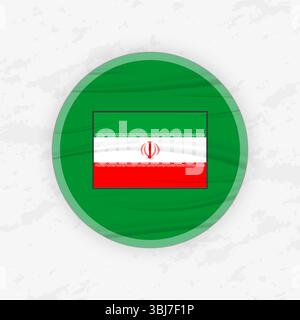 Iranian Flag in a Circular Emblem Design, Abstract Round Sticker Illustration. This high-quality vector graphic is perfect for use in patriotic design Stock Vector