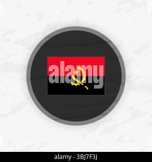 Angolan Flag in a Circular Emblem Design, Abstract Round Sticker Illustration. This high-quality vector graphic is perfect for use in patriotic design Stock Vector