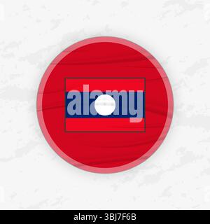 Laotian Flag in a Circular Emblem Design, Abstract Round Sticker Illustration. This high-quality vector graphic is perfect for use in patriotic design Stock Vector