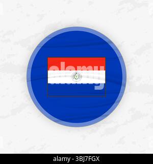 Paraguayan Flag in a Circular Emblem Design, Abstract Round Sticker Illustration. This high-quality vector graphic is perfect for use in patriotic des Stock Vector