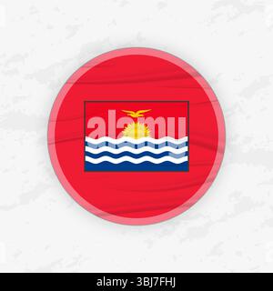 Kiribati Flag in a Circular Emblem Design, Abstract Round Sticker Illustration. This high-quality vector graphic is perfect for use in patriotic desig Stock Vector