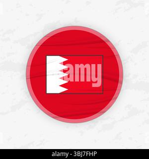 Bahraini Flag in a Circular Emblem Design, Abstract Round Sticker Illustration. This high-quality vector graphic is perfect for use in patriotic desig Stock Vector
