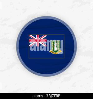 British Virgin Islander Flag in a Circular Emblem Design, Abstract Round Sticker Illustration. This high-quality vector graphic is perfect for use in Stock Vector