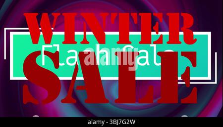 Displaying bold red WINTER SALE lettering on digital background, with green flash sale rectangle Stock Photo