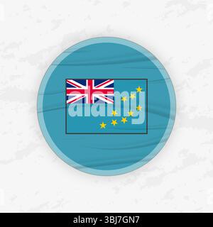 Tuvaluan Flag in a Circular Emblem Design, Abstract Round Sticker Illustration. This high-quality vector graphic is perfect for use in patriotic desig Stock Vector