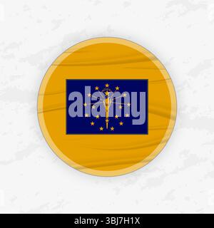 Hoosier Flag in a Circular Emblem Design, Abstract Round Sticker Illustration. This high-quality vector graphic is perfect for use in patriotic design Stock Vector