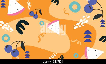 Watermelon blueberry background Stock Vector