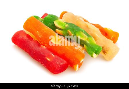 jelly sweets nuts path isolated on white Stock Photo