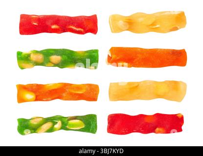jelly sweets nuts path isolated on white Stock Photo