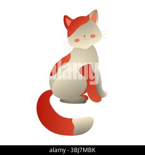 Kitten. Cute white cat with red spots. Vector illustration isolated on white background. Stock Vector