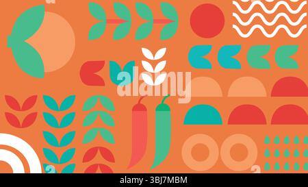 Chili pepper and veggie forms background Stock Vector