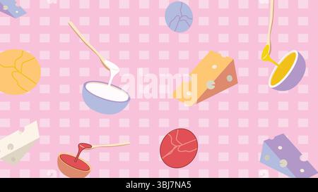 Cheese and sauce ladle background Stock Vector