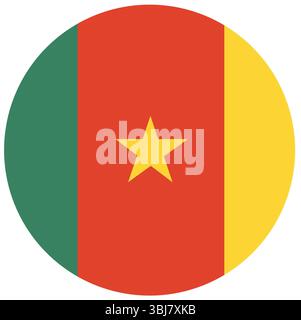 Cameroon country flag in a circle with white shadow Stock Photo - Alamy