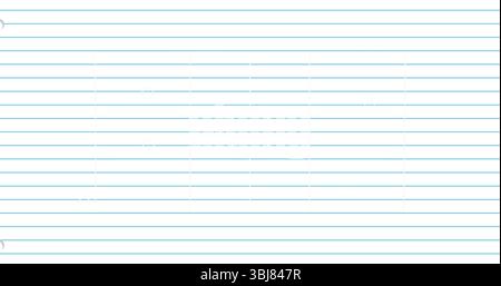Displaying blank sheet of lined notebook paper at desk area, showing even blue ruling lines Stock Photo