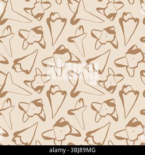 Botanical seamless pattern with warm brown clove flowers on soft beige background for wrapping and textile Stock Vector