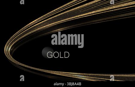 Exquisite isolated golden arc with glitter, abstract frame on black background Stock Vector