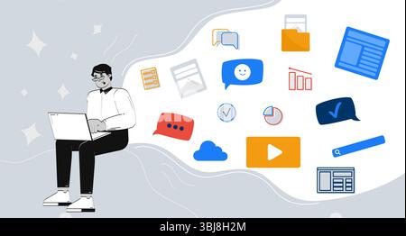 Content creation in digital marketing 2D illustration concept Stock Vector