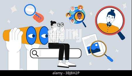 Talent search and online recruitment 2D illustration concept Stock Vector