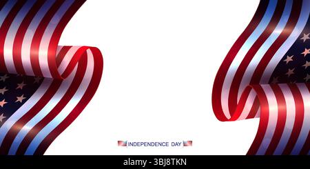 Exquisite illustration with isolated elements of wavy American flag on white background Stock Vector
