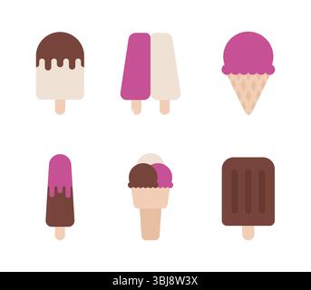 Ice cream clip art set isolated on white Stock Vector