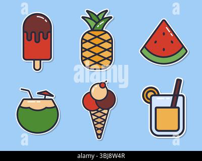 Summer food and drink elements Stock Vector