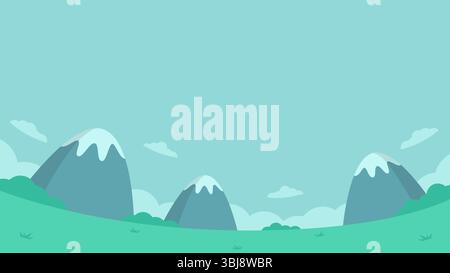 Beautiful hill scenery flat illustration background. Mountain background landscape Stock Vector