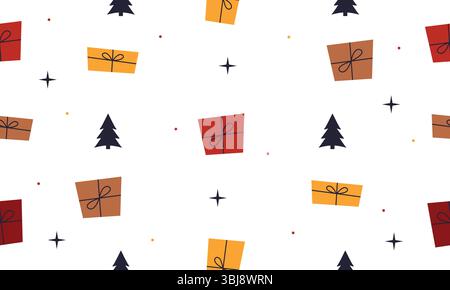 Christmas wrapping paper background. Gift box seamless pattern. Christmas pattern Stock Vector