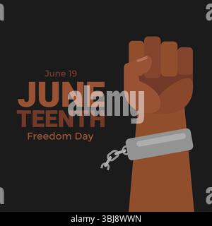 African American Juneteenth greeting on black background perfect for social media post Stock Vector