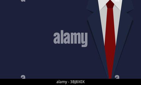 Dark blue suit with red tie background illustration Stock Vector