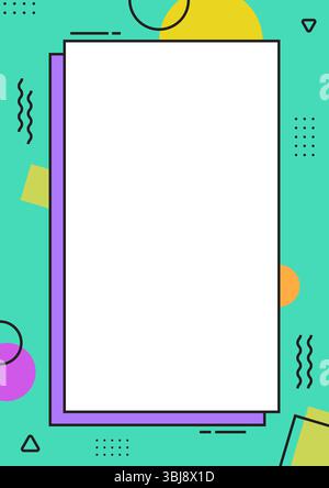 Colorful vertical abstract geometry background with Memphis style and some copy space for text Stock Vector
